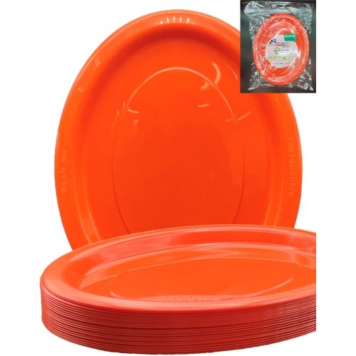 Oval Plates Orange Pack Of 20
