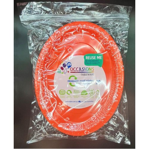 Oval Plates Orange Pack Of 20