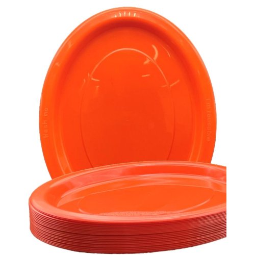 Oval Plates Orange Pack Of 20