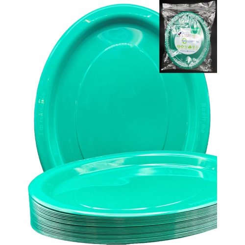 Oval Plates Green Pack Of 20