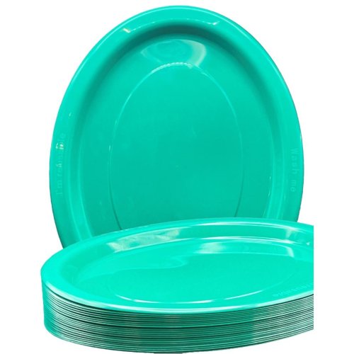Oval Plates Green Pack Of 20