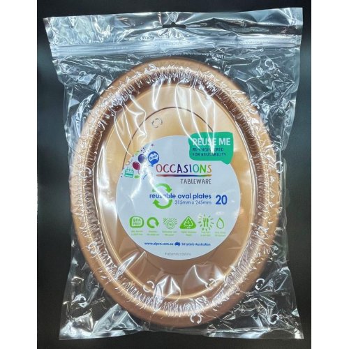 Oval Plates Rose Gold Pack Of 20