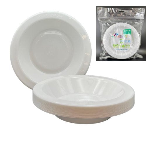 Plastic Bowl White Pack of 20