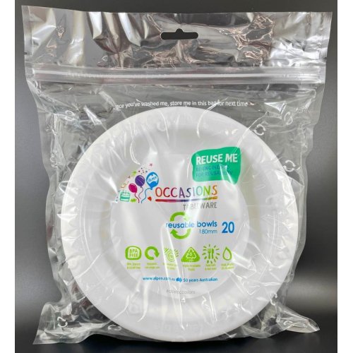 Plastic Bowl White Pack of 20