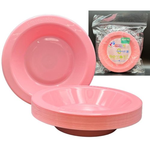 Plastic Bowl Light Pink Pack of 20