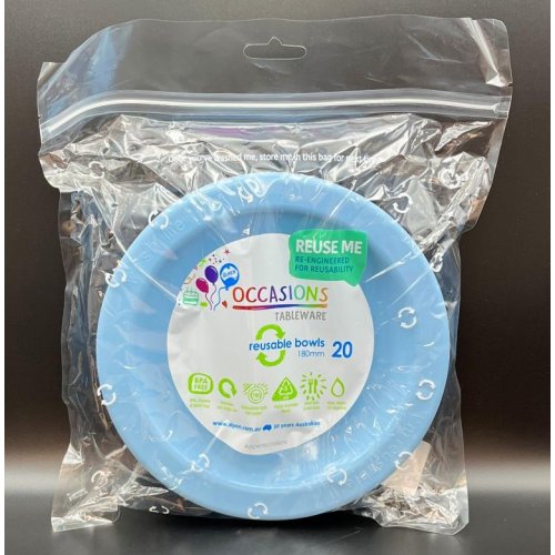 Plastic Bowl Light Blue Pack of 20