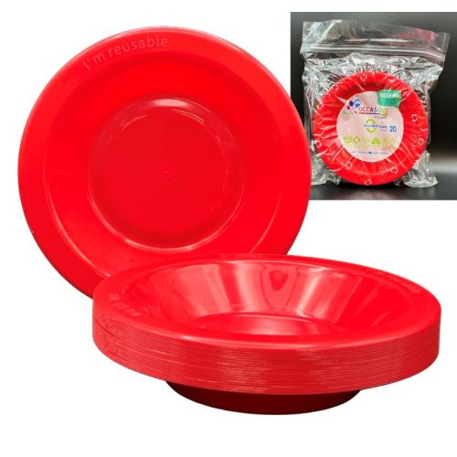 Plastic Bowl Red Pack of 20