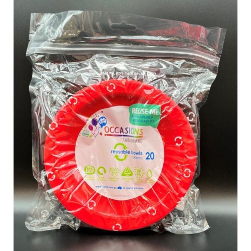 Plastic Bowl Red Pack of 20