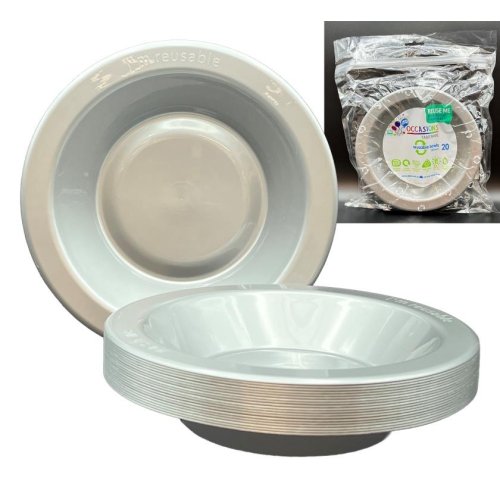 Plastic Bowl Silver Pack of 20