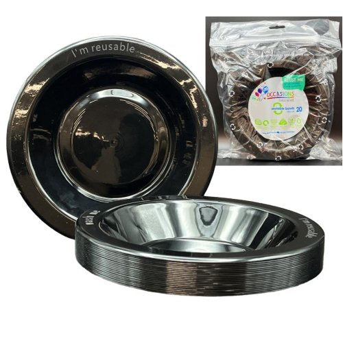 Plastic Bowl Black Pack of 20