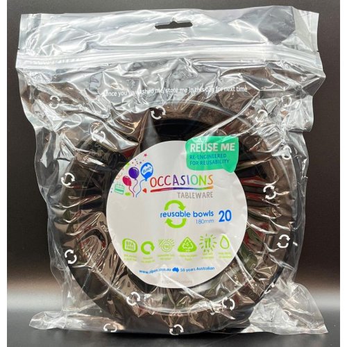 Plastic Bowl Black Pack of 20