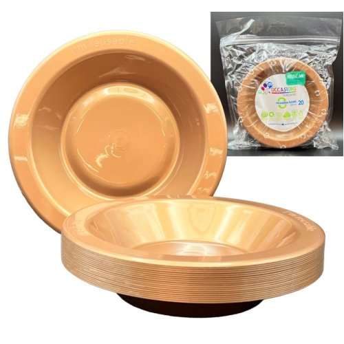 Plastic Bowls Rose Gold Pack of 20