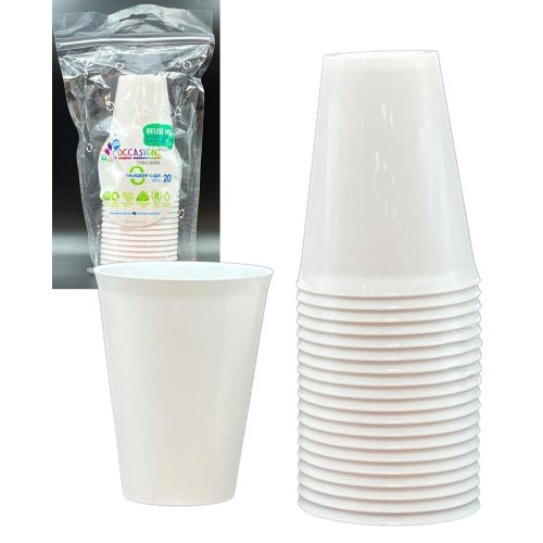 Plastic Cups White Pack of 20