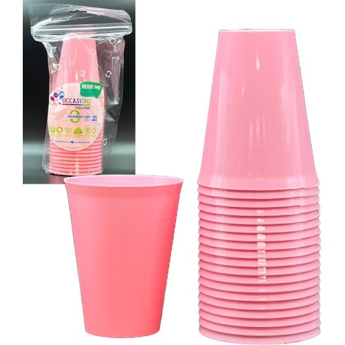 Plastic Cups Light Pink Pack of 20