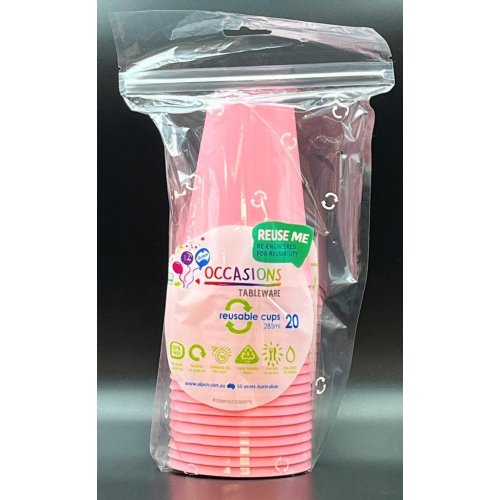 Plastic Cups Light Pink Pack of 20