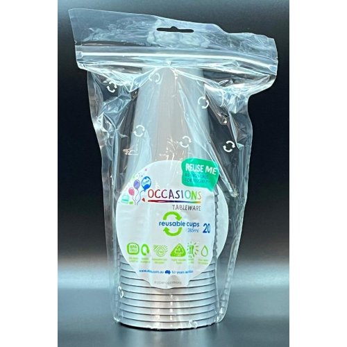 Plastic Cups Silver Pack of 20