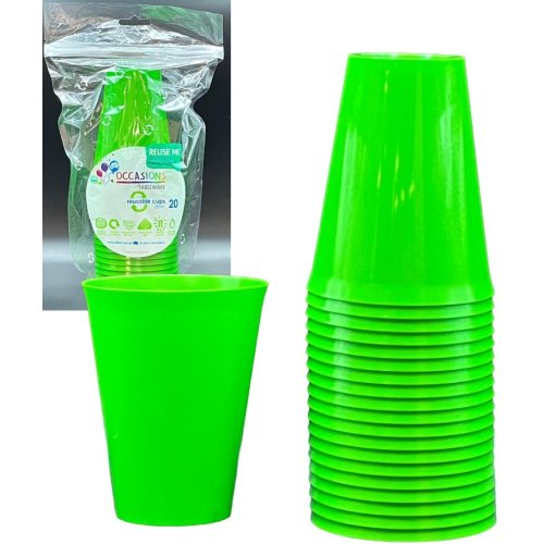 Plastic Cups Lime Green Pack of 20