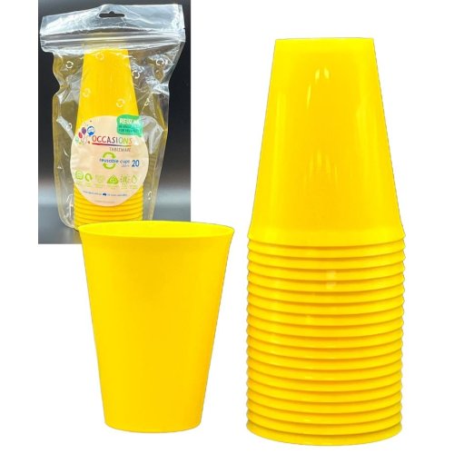 Plastic Cups Yellow Pack of 20