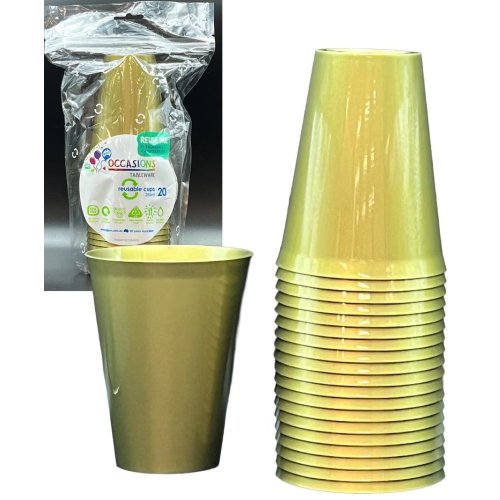 Plastic Cups Gold Pack of 20