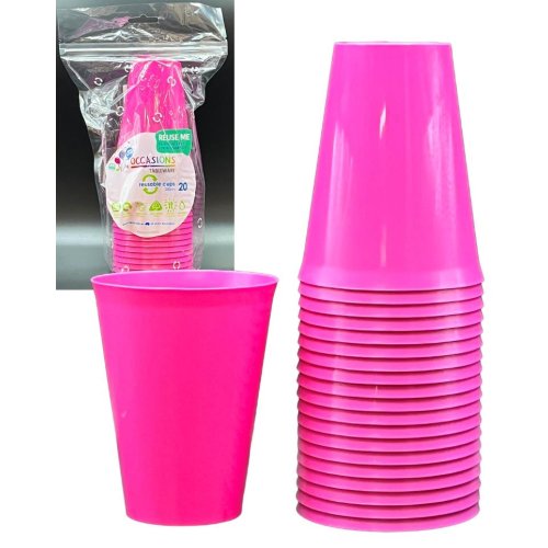 Plastic Cups Magenta Pack of 20