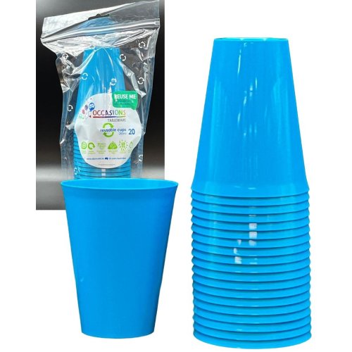 Plastic Cups Azure Blue Pack of 20