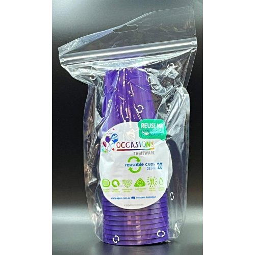 Plastic Cups Purple Pack of 20
