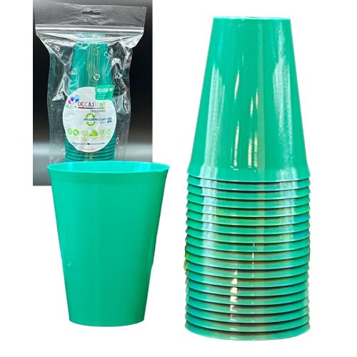 Plastic Cups Green Pack of 20