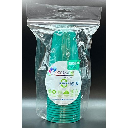 Plastic Cups Green Pack of 20