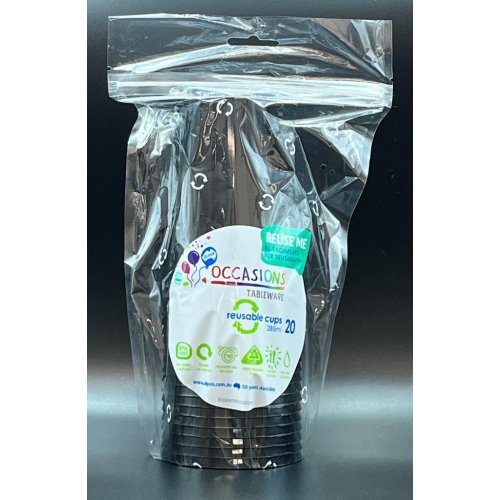 Plastic Cups Black Pack of 20