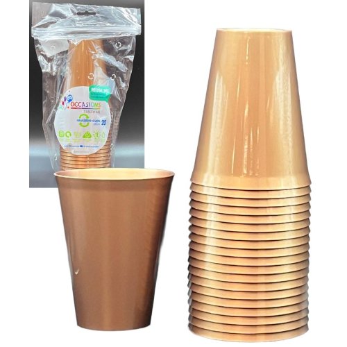 Plastic Cups Rose Gold Pack of 20