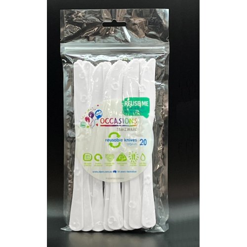 Plastic Knife White Pack of 20