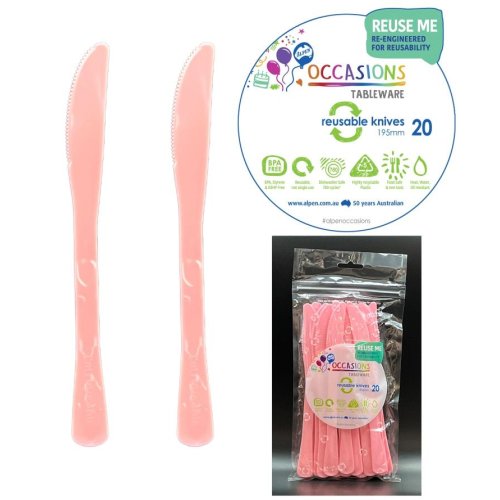 Plastic Knife Light Pink Pack of 20