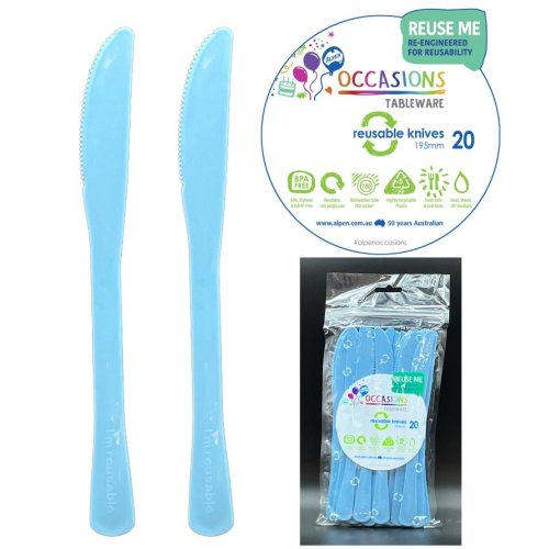 Plastic Knife Light Blue Pack of 20