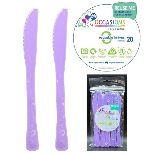 Plastic Knife Lavender Pack of 20
