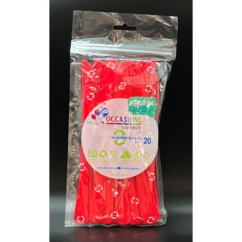 Plastic Knife Red Pack of 20