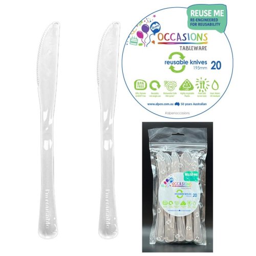 Plastic Knife Silver Pack of 20