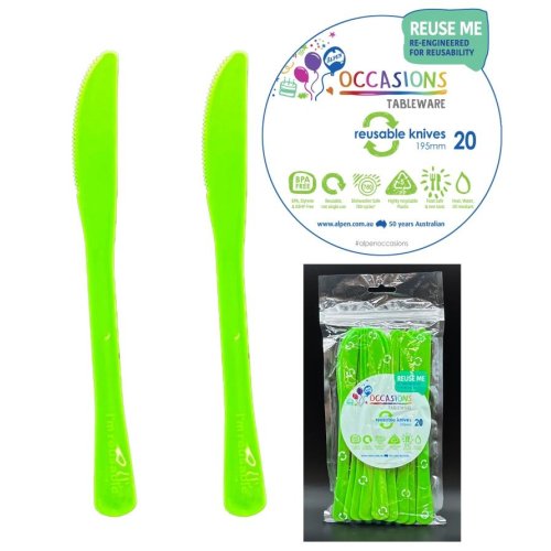 Plastic Knife Lime Green Pack of 20