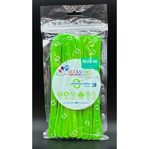 Plastic Knife Lime Green Pack of 20