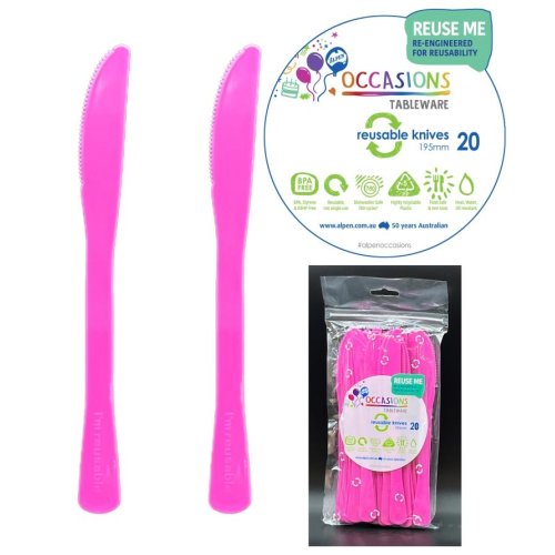Plastic Knife Magenta Pack of 20