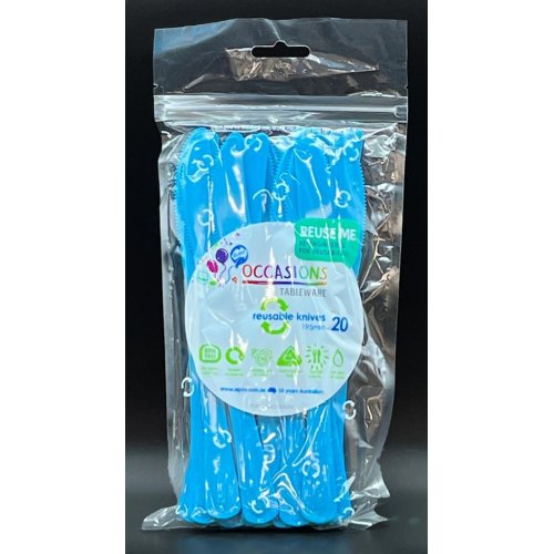 Plastic Knife Azure Blue Pack of 20