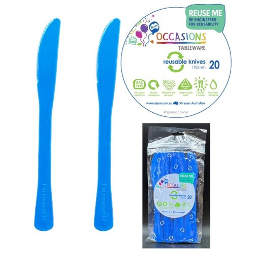 Plastic Knife Royal Blue Pack of 20