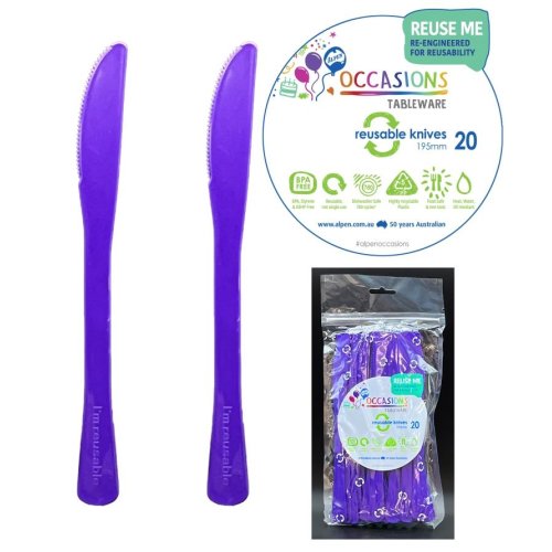 Plastic Knife Purple Pack of 20