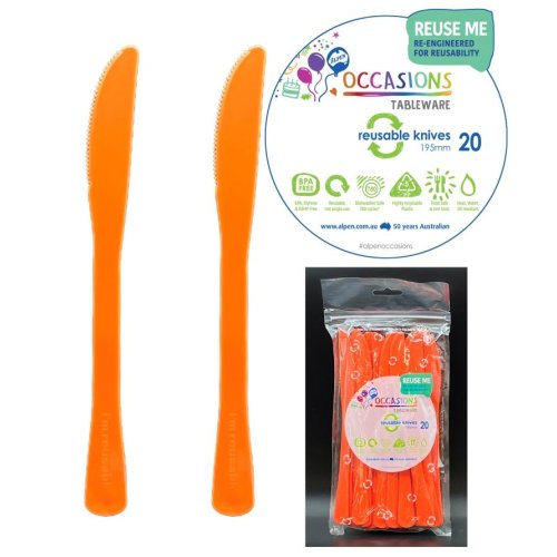 Plastic Knife Orange Pack of 20