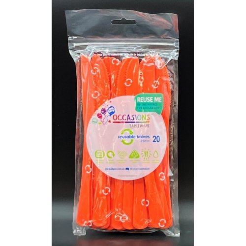 Plastic Knife Orange Pack of 20
