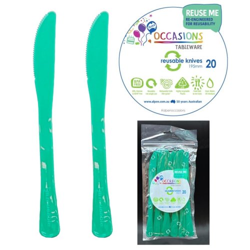 Plastic Knife Green Pack of 20