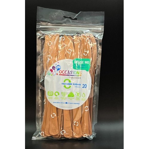 Plastic Knife Rose Gold Pack of 20