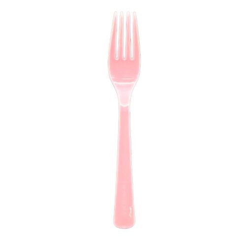 PLASTIC FORKS LIGHT PINK Pack of 20