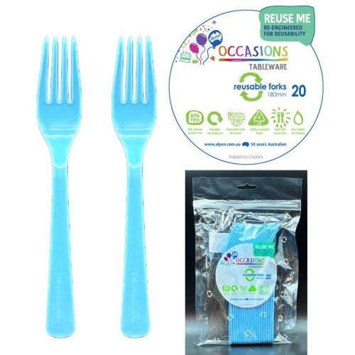 Plastic Forks Light Blue Pack of 20