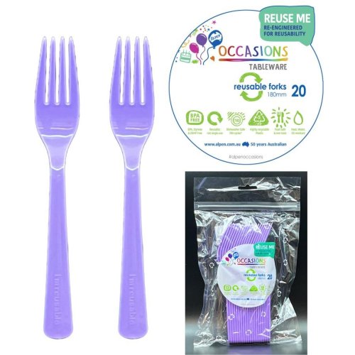 Plastic Forks Lavender Pack of 20