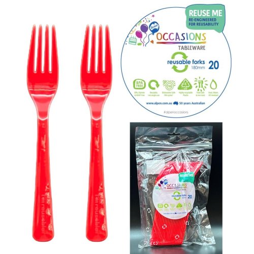 Plastic Forks Red Pack of 20